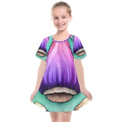 Veil Presto Psilocybin Superstition Agaric Trick Button Mushroom Sciopticon Diablerie Voodoo Fairy Kids  Smock Dress by GardenOfOphir