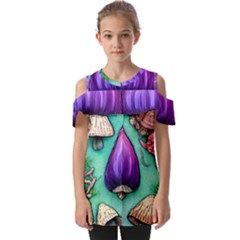 Veil Presto Psilocybin Superstition Agaric Trick Button Mushroom Sciopticon Diablerie Voodoo Fairy Fold Over Open Sleeve Top by GardenOfOphir