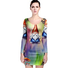 Thaumaturgy Magically Prestidigitation Sleight Of Hand Fly Agaric Abracadabra Long Sleeve Bodycon Dress by GardenOfOphir