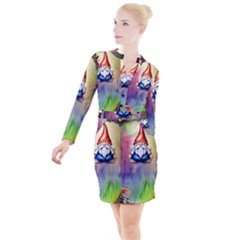 Thaumaturgy Magically Prestidigitation Sleight Of Hand Fly Agaric Abracadabra Button Long Sleeve Dress by GardenOfOphir