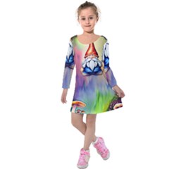 Thaumaturgy Magically Prestidigitation Sleight Of Hand Fly Agaric Abracadabra Kids  Long Sleeve Velvet Dress by GardenOfOphir