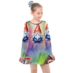 Thaumaturgy Magically Prestidigitation Sleight Of Hand Fly Agaric Abracadabra Kids  Long Sleeve Dress by GardenOfOphir