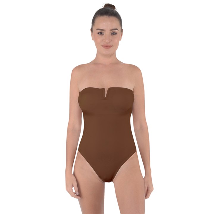 Gingerbread Brown	 - 	Tie Back One Piece Swimsuit