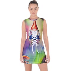 Thaumaturgy Magically Prestidigitation Sleight Of Hand Fly Agaric Abracadabra Lace Up Front Bodycon Dress by GardenOfOphir