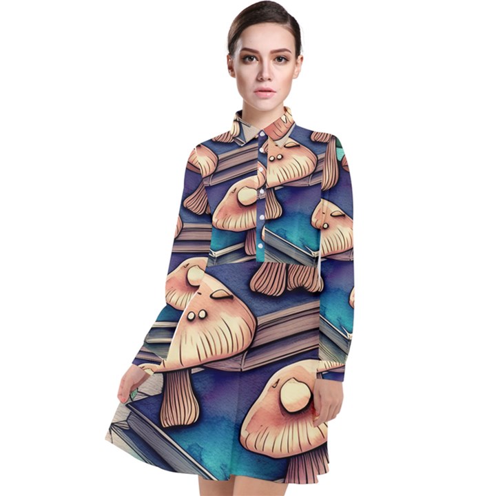 Mushroom Cloud Legerdemain Portobello Warlock Long Sleeve Chiffon Shirt Dress