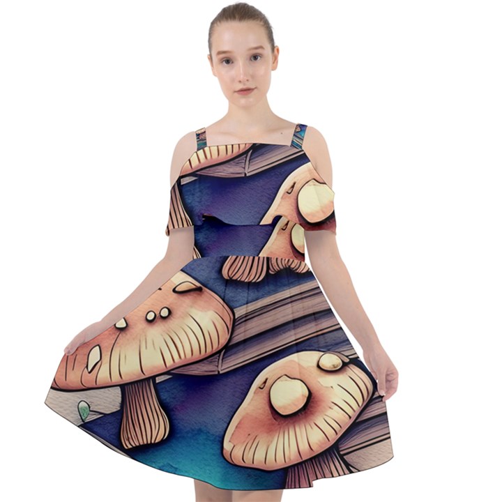 Mushroom Cloud Legerdemain Portobello Warlock Cut Out Shoulders Chiffon Dress