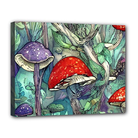 Necromancy Mushroom Canvas 14  X 11  (stretched) by GardenOfOphir