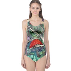 Necromancy Mushroom One Piece Swimsuit by GardenOfOphir