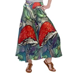 Necromancy Mushroom Satin Palazzo Pants by GardenOfOphir