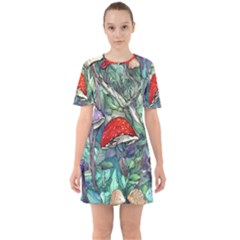 Necromancy Mushroom Sixties Short Sleeve Mini Dress by GardenOfOphir