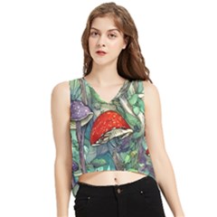 Necromancy Mushroom V-neck Cropped Tank Top by GardenOfOphir