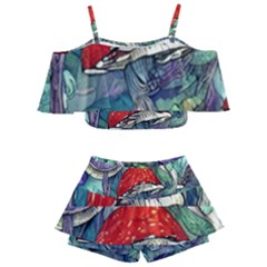 Necromancy Mushroom Kids  Off Shoulder Skirt Bikini by GardenOfOphir