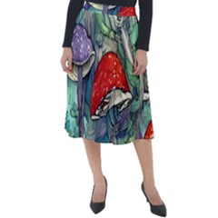 Necromancy Mushroom Classic Velour Midi Skirt  by GardenOfOphir