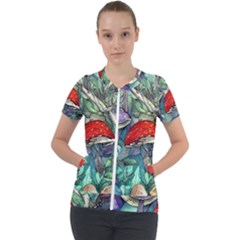 Necromancy Mushroom Short Sleeve Zip Up Jacket by GardenOfOphir