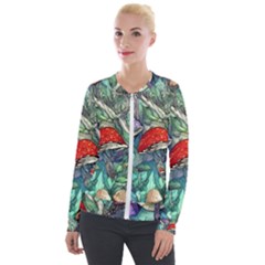 Necromancy Mushroom Velvet Zip Up Jacket by GardenOfOphir