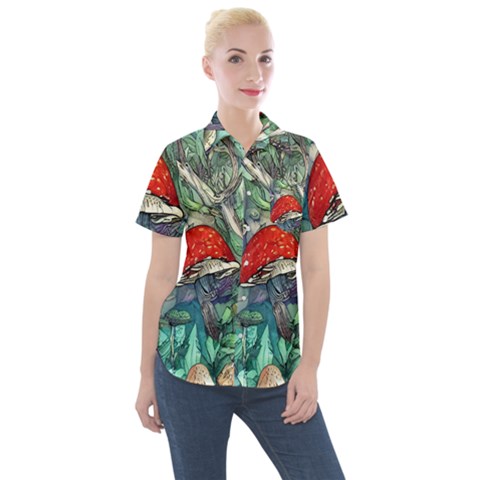 Necromancy Mushroom Women s Short Sleeve Pocket Shirt by GardenOfOphir