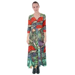 Necromancy Mushroom Button Up Maxi Dress by GardenOfOphir