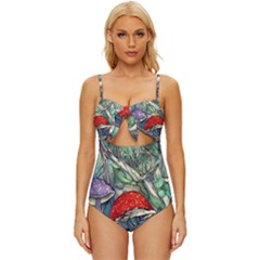 Necromancy Mushroom Knot Front One-piece Swimsuit by GardenOfOphir