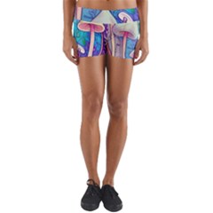 Magician s Charm Mushroom Yoga Shorts by GardenOfOphir