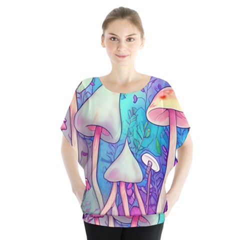 Magician s Charm Mushroom Batwing Chiffon Blouse by GardenOfOphir