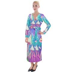 Magician s Charm Mushroom Velvet Maxi Wrap Dress by GardenOfOphir