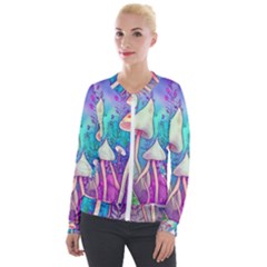 Magician s Charm Mushroom Velvet Zip Up Jacket by GardenOfOphir