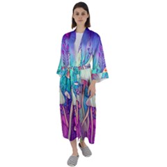 Magician s Charm Mushroom Maxi Satin Kimono by GardenOfOphir