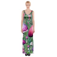 Conjuration Mushroom Thigh Split Maxi Dress by GardenOfOphir