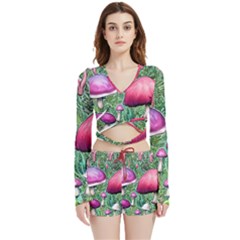 Conjuration Mushroom Velvet Wrap Crop Top And Shorts Set by GardenOfOphir