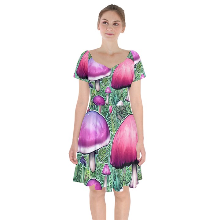 Conjuration Mushroom Short Sleeve Bardot Dress