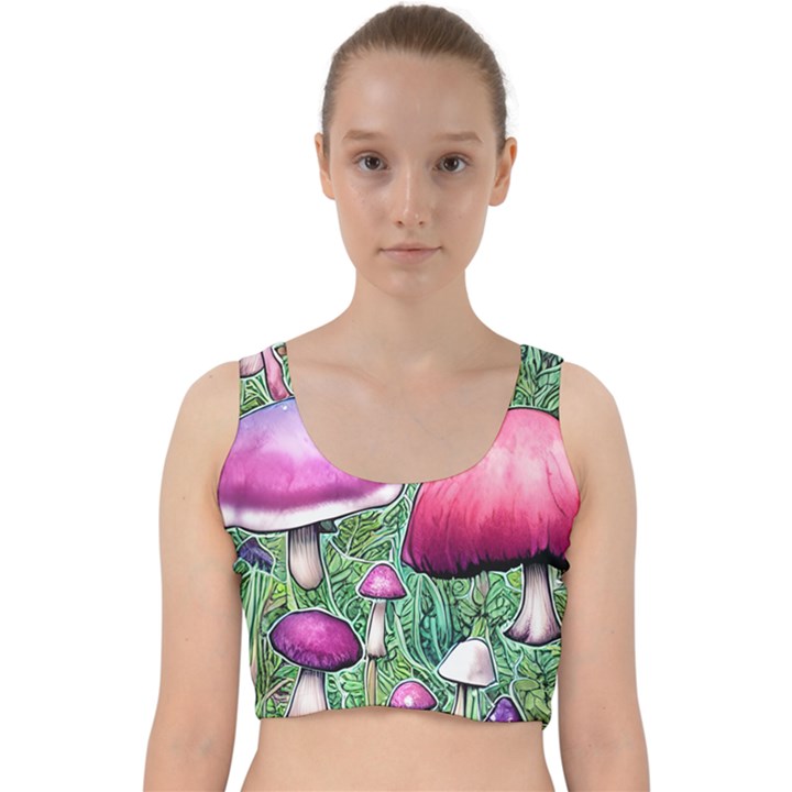 Conjuration Mushroom Velvet Racer Back Crop Top