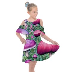 Conjuration Mushroom Kids  Shoulder Cutout Chiffon Dress by GardenOfOphir