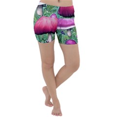 Conjuration Mushroom Lightweight Velour Yoga Shorts by GardenOfOphir