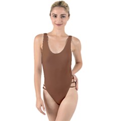 Toffee Brown	 - 	high Leg Strappy Swimsuit by ColorfulSwimWear