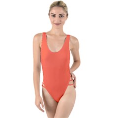 Soda Orange	 - 	high Leg Strappy Swimsuit by ColorfulSwimWear