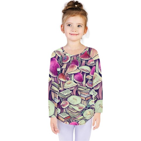 Sorcery Mushroom Kids  Long Sleeve Tee by GardenOfOphir