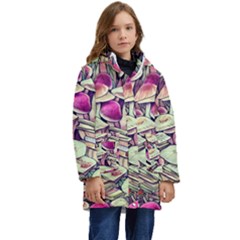 Sorcery Mushroom Kid s Hooded Longline Puffer Jacket by GardenOfOphir