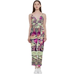 Sorcery Mushroom V-neck Spaghetti Strap Tie Front Jumpsuit