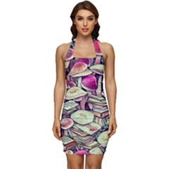 Sorcery Mushroom Sleeveless Wide Square Neckline Ruched Bodycon Dress by GardenOfOphir