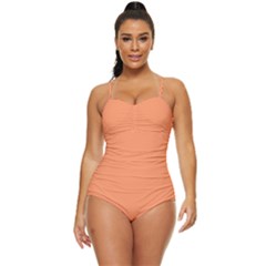 Atomic Tangerine Orange	 - 	retro Full Coverage Swimsuit by ColorfulSwimWear