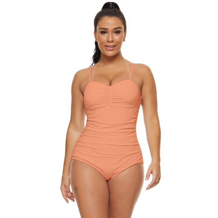 Atomic Tangerine Orange	 - 	Retro Full Coverage Swimsuit