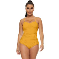 Fire Orange	 - 	retro Full Coverage Swimsuit by ColorfulSwimWear