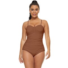 Fuzzy Wuzzy Brown	 - 	retro Full Coverage Swimsuit by ColorfulSwimWear