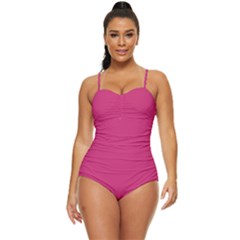 Pink Yarrow	 - 	retro Full Coverage Swimsuit by ColorfulSwimWear