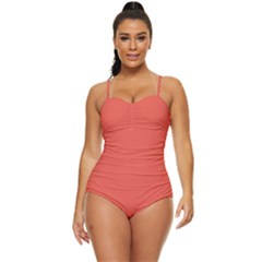 Fire Opal Red	 - 	retro Full Coverage Swimsuit by ColorfulSwimWear