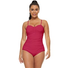 Flag Red	 - 	retro Full Coverage Swimsuit by ColorfulSwimWear