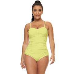 Light Lime Yellow	 - 	retro Full Coverage Swimsuit by ColorfulSwimWear