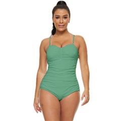 Shiny Shamrock Green	 - 	retro Full Coverage Swimsuit by ColorfulSwimWear