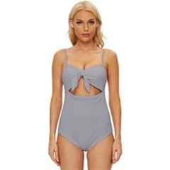 Chalice Silver Grey	 - 	knot Front One-piece Swimsuit by ColorfulSwimWear