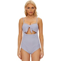 Cloudy Grey	 - 	knot Front One-piece Swimsuit by ColorfulSwimWear